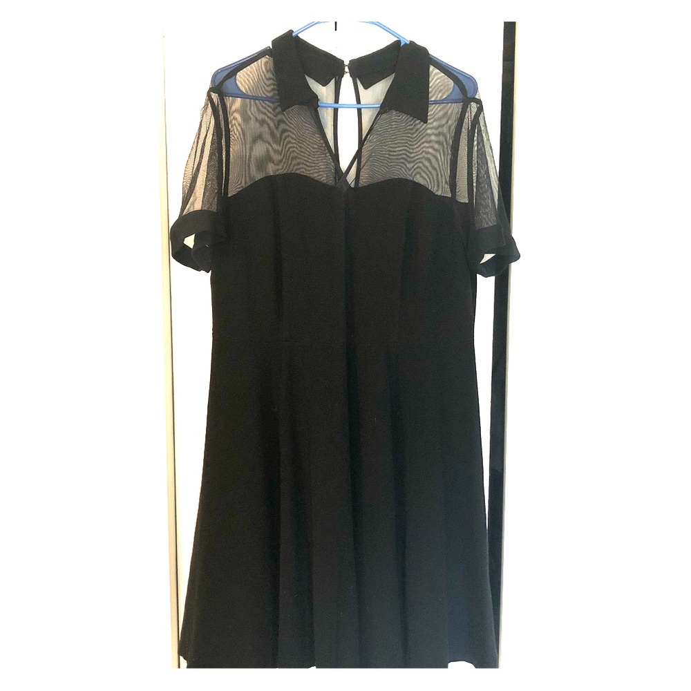 Eloquii Fit and Flare Mesh Collar Dress